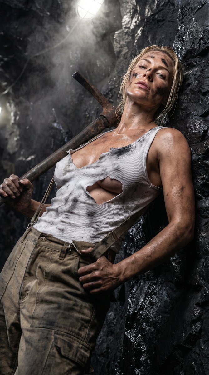 Torn Tank Top And Cargo Pants With Pickaxe