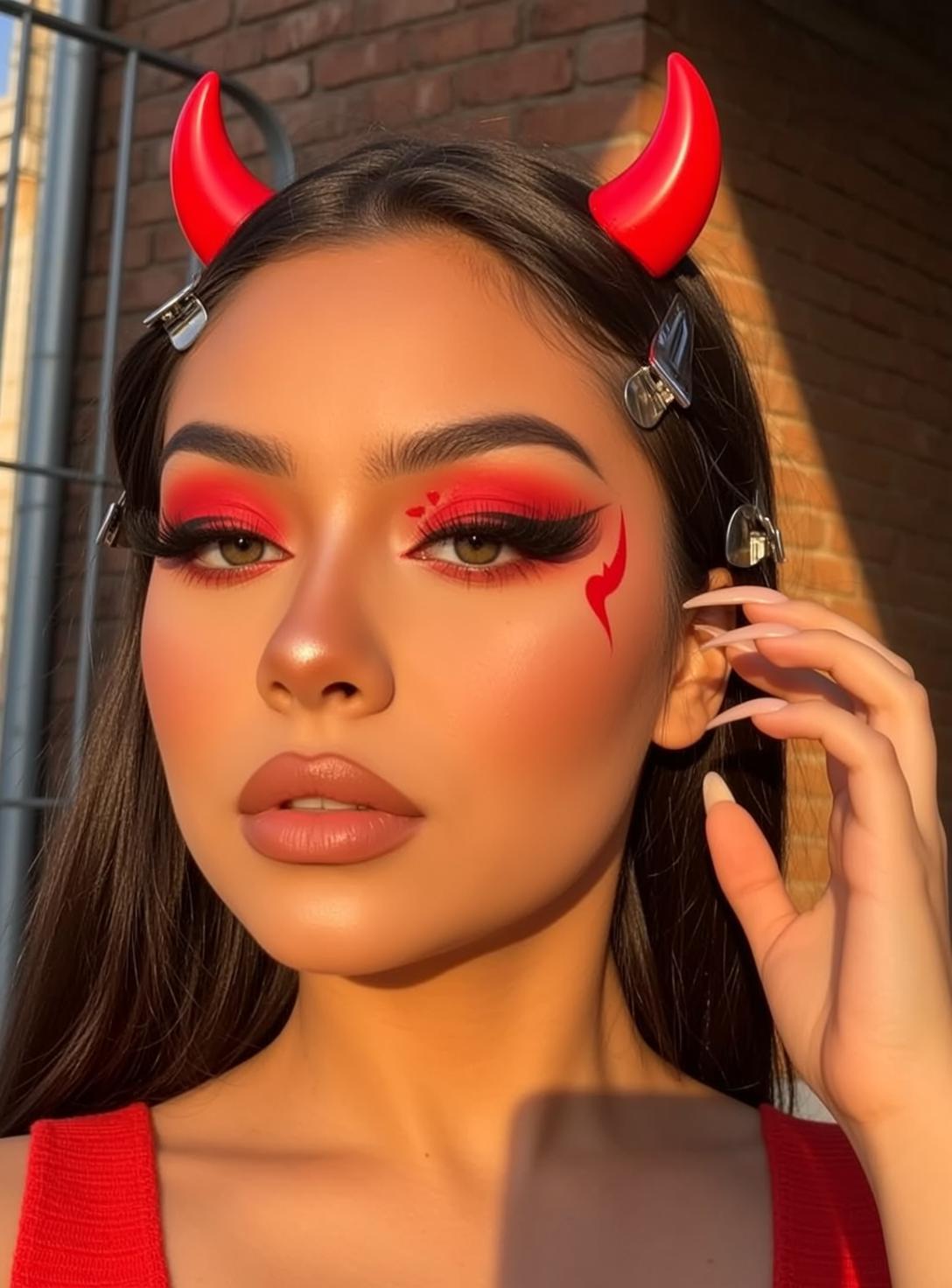 Red Devil Horns Brick Wall