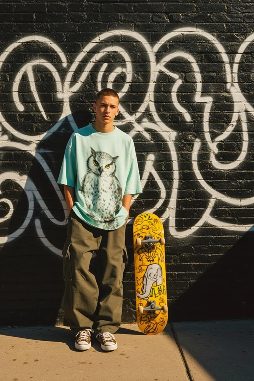 Skateboard Cargo Pants Brick Wall