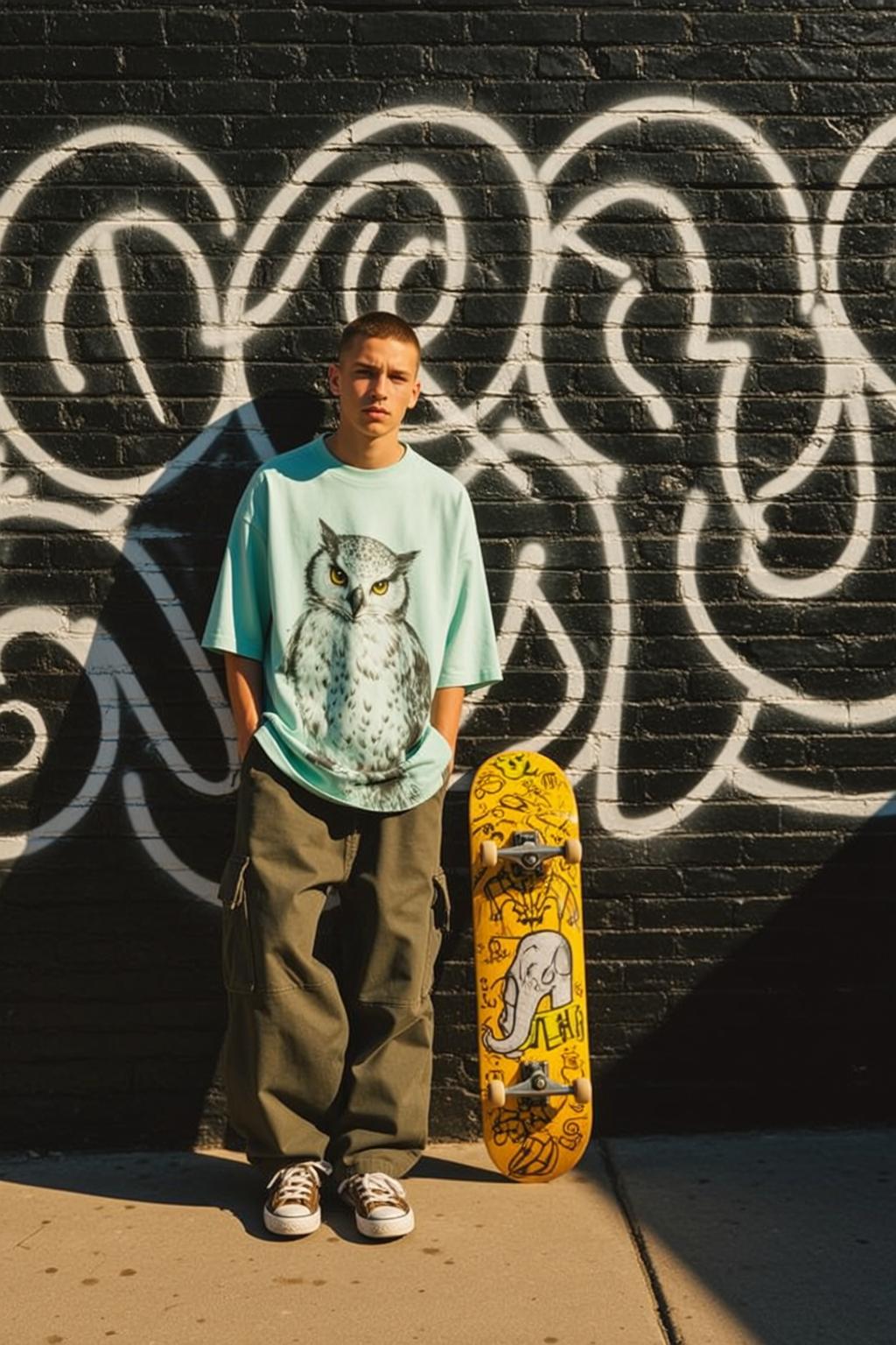 Skateboard Cargo Pants Brick Wall