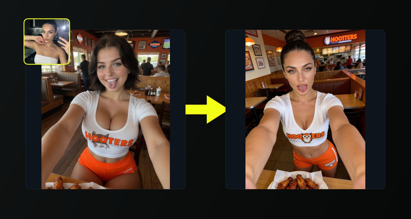 Lily remix walkthrough for Hooters Restaurant Selfie Playful Expression Tongue Piercing