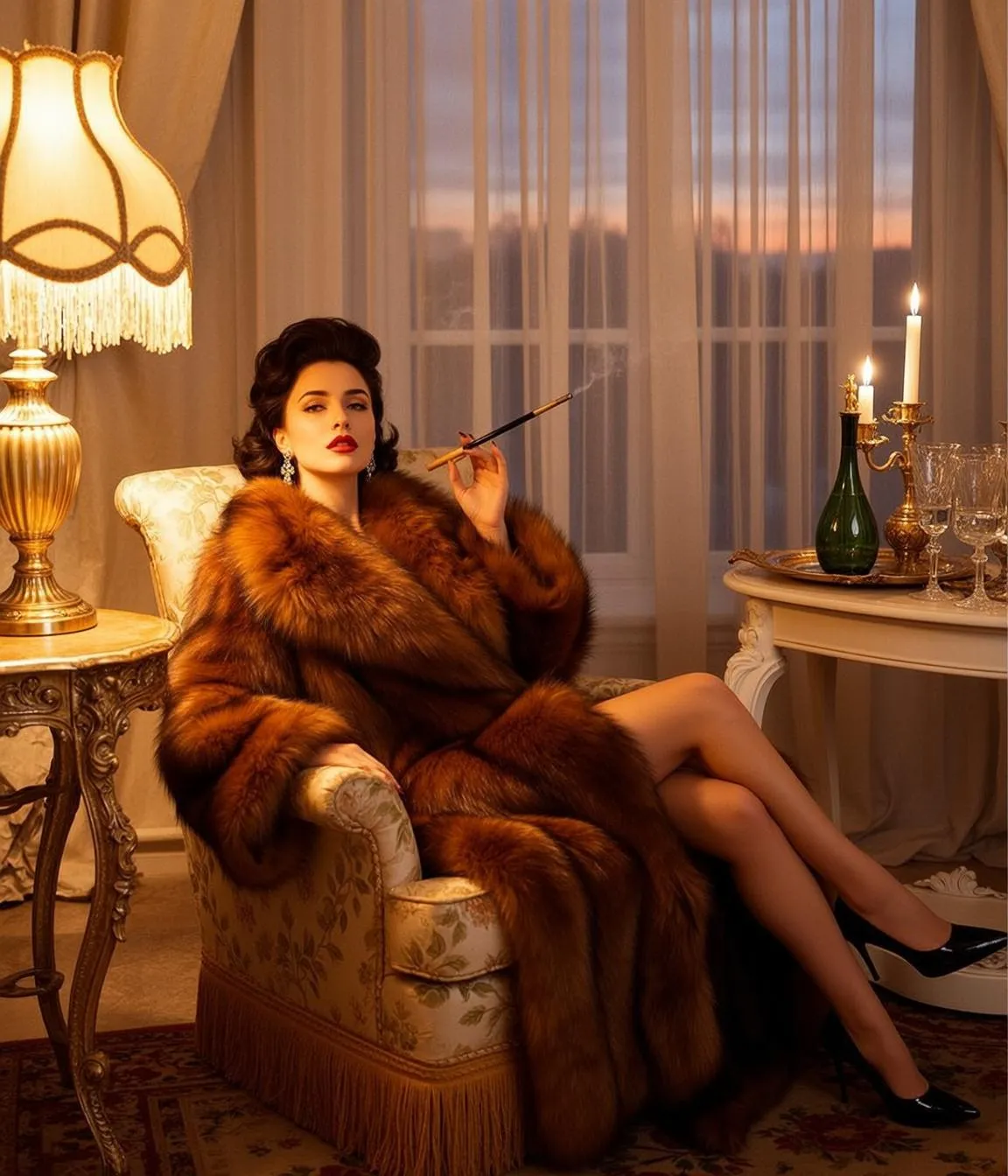 Makeup And Earrings In Armchair Portrait