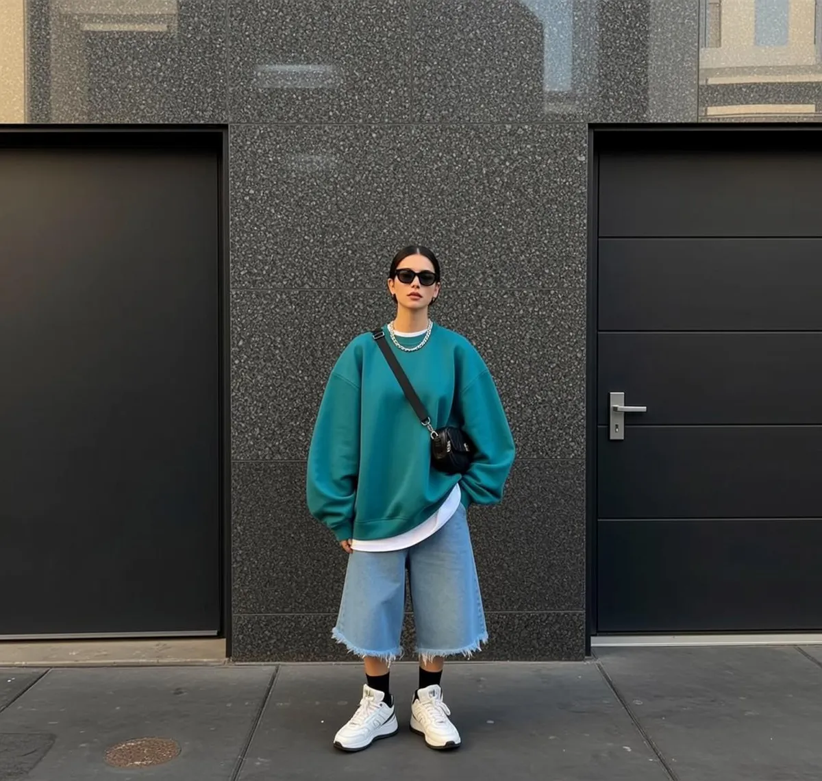 Sunglasses And Necklace On An Urban Street