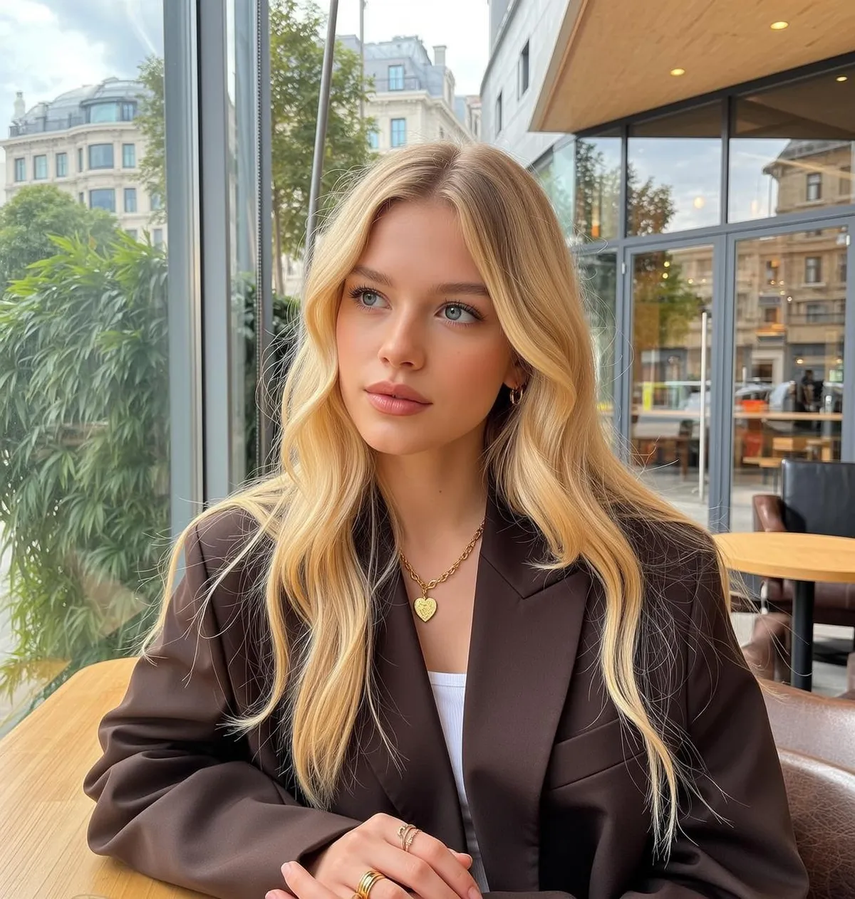 Earrings Necklace And Rings In Blazer Portrait