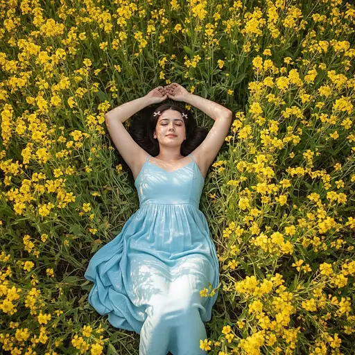 Woman Viewed From Above Sleeps Peacefully With Her Arms Above