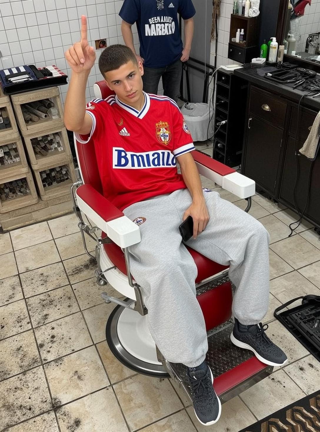Explore Young Seated Vintage Red White Barber