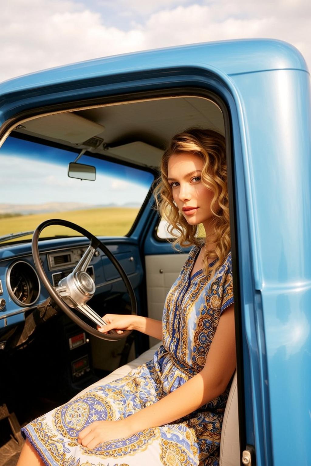Explore Seated Driver Seat Vintage Blue Pickup