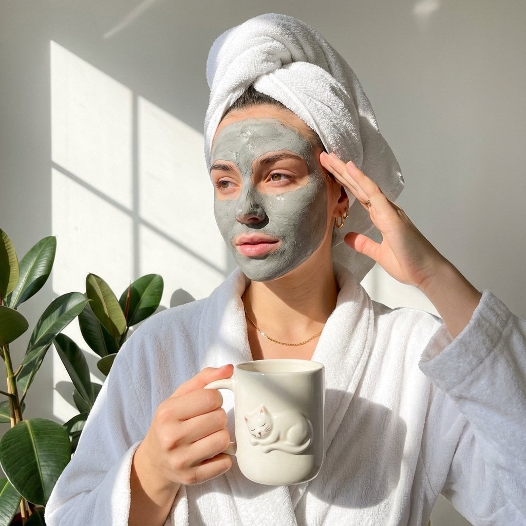 Spa Self Care White Bathrobe Mug