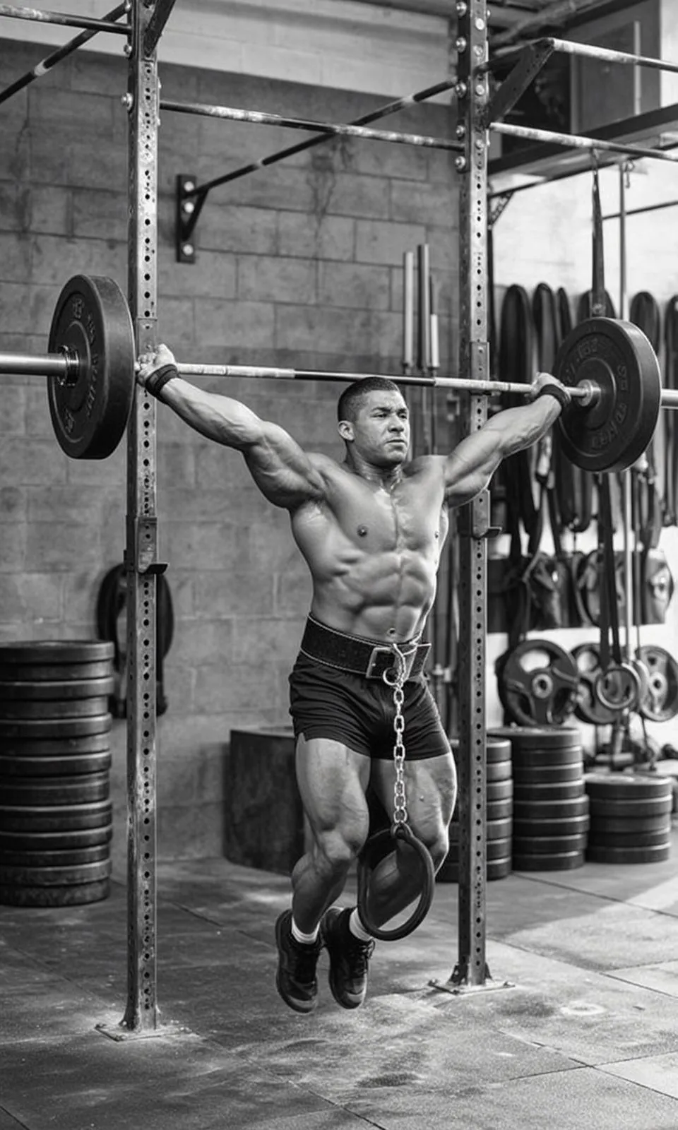 Muscular Short Dark Tan Black Shorts Weightlifting