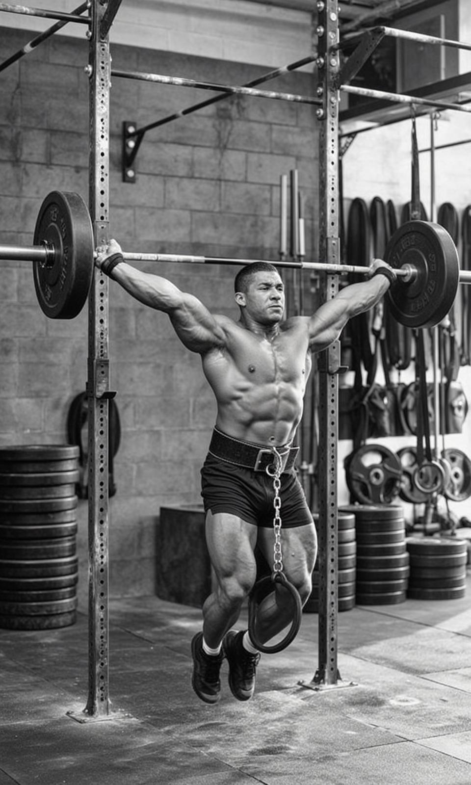 Muscular Short Dark Tan Black Shorts Weightlifting