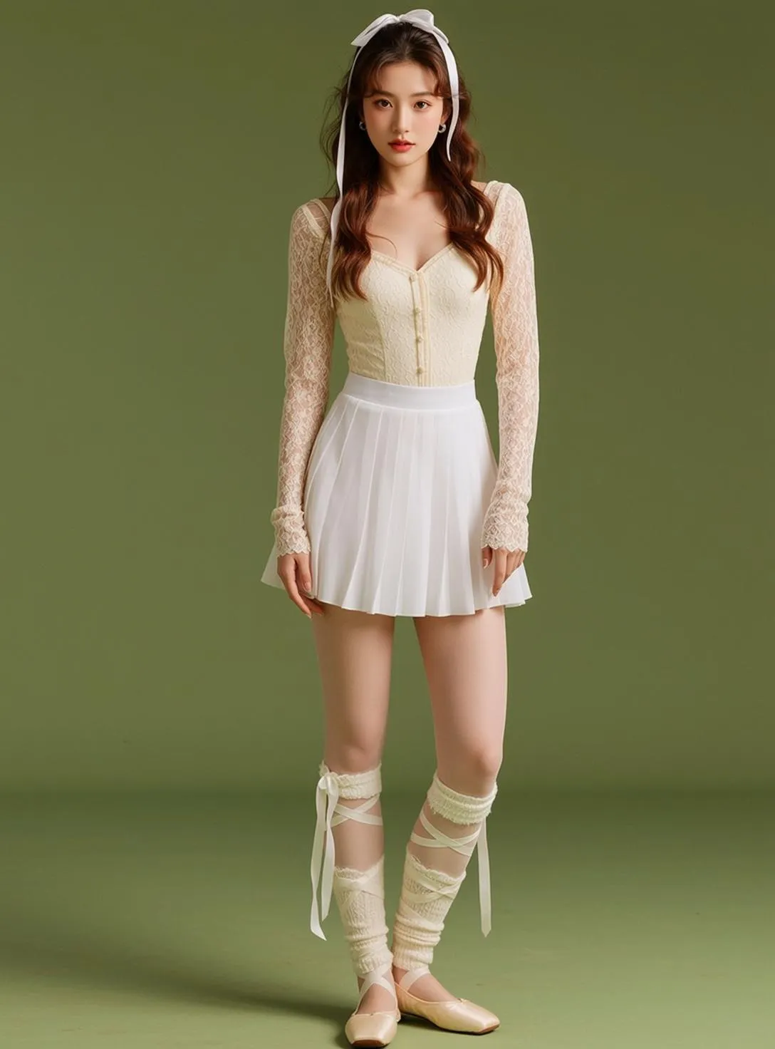 Yellow Lace Top Green Backdrop