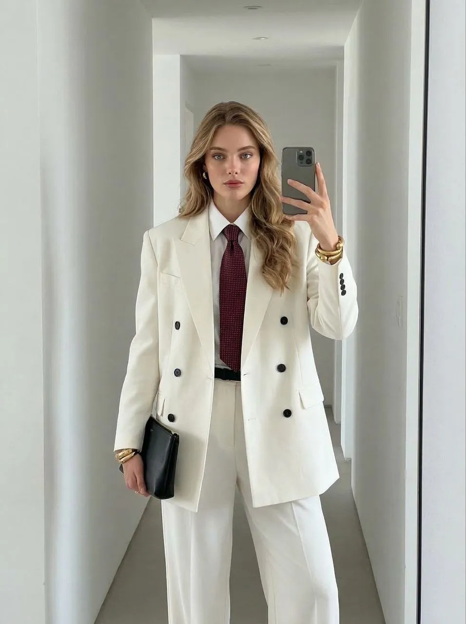 Realistic White Interior Fashion Mirror Selfie