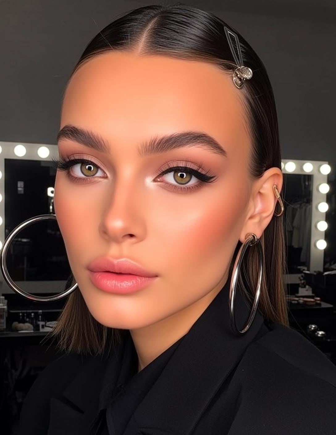 Makeup Photorealistic Young Striking Green Eyes Her