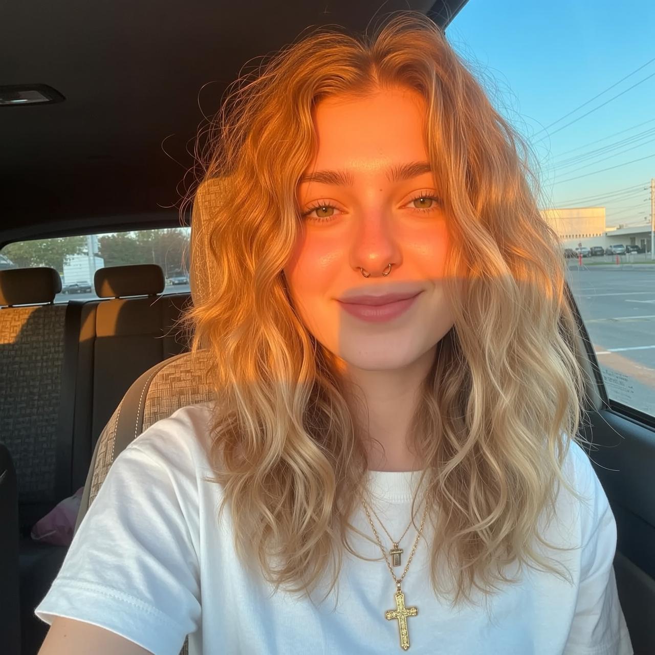 White Tee Driver Seat Cross
