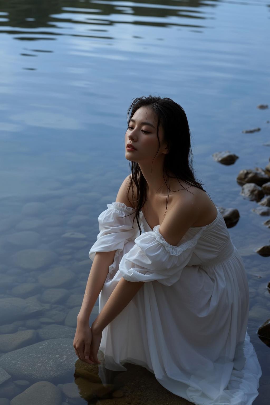 Vacation Young Long Dark Wet Fair Off-the-shoulder