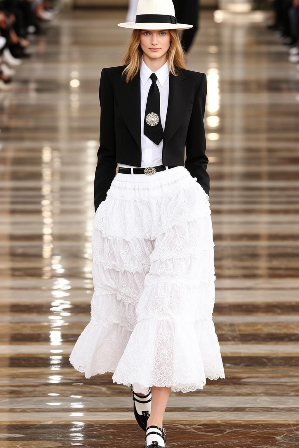 Fashion Week Young Blonde Fair White Collared