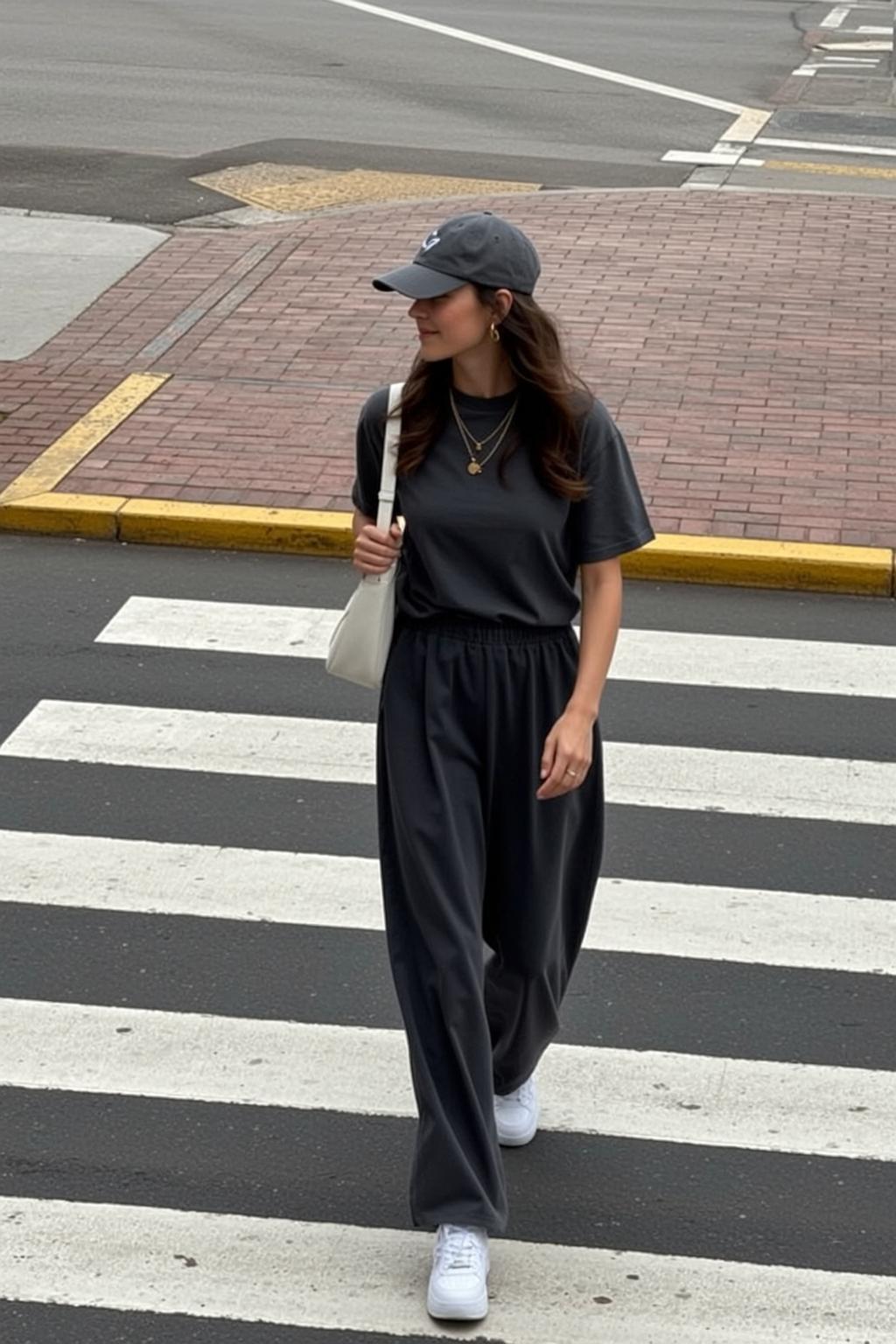 White Shirt Wavy Hair City Street Walking