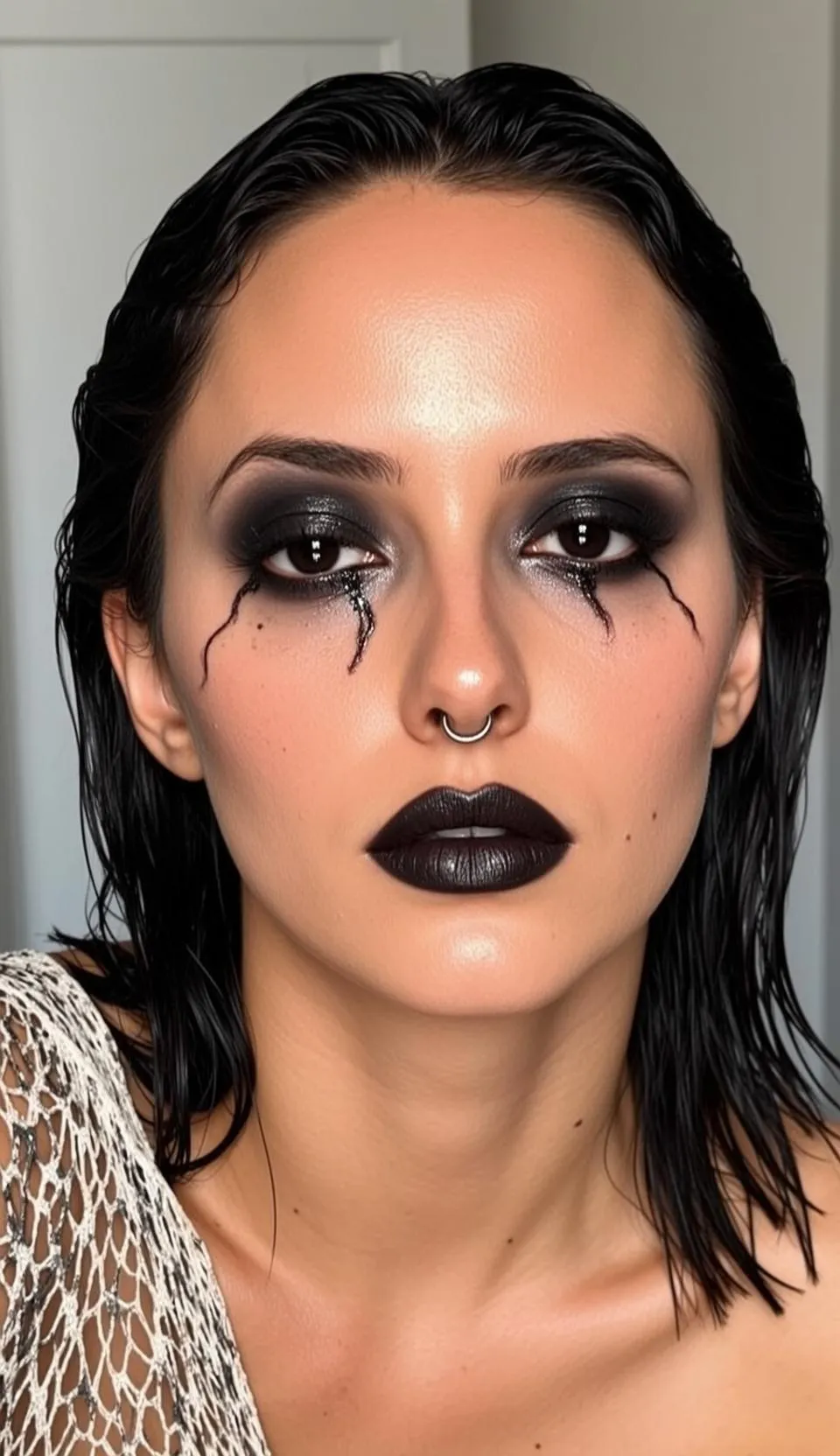 Halloween Makeup Young Wet Black Hair Tan