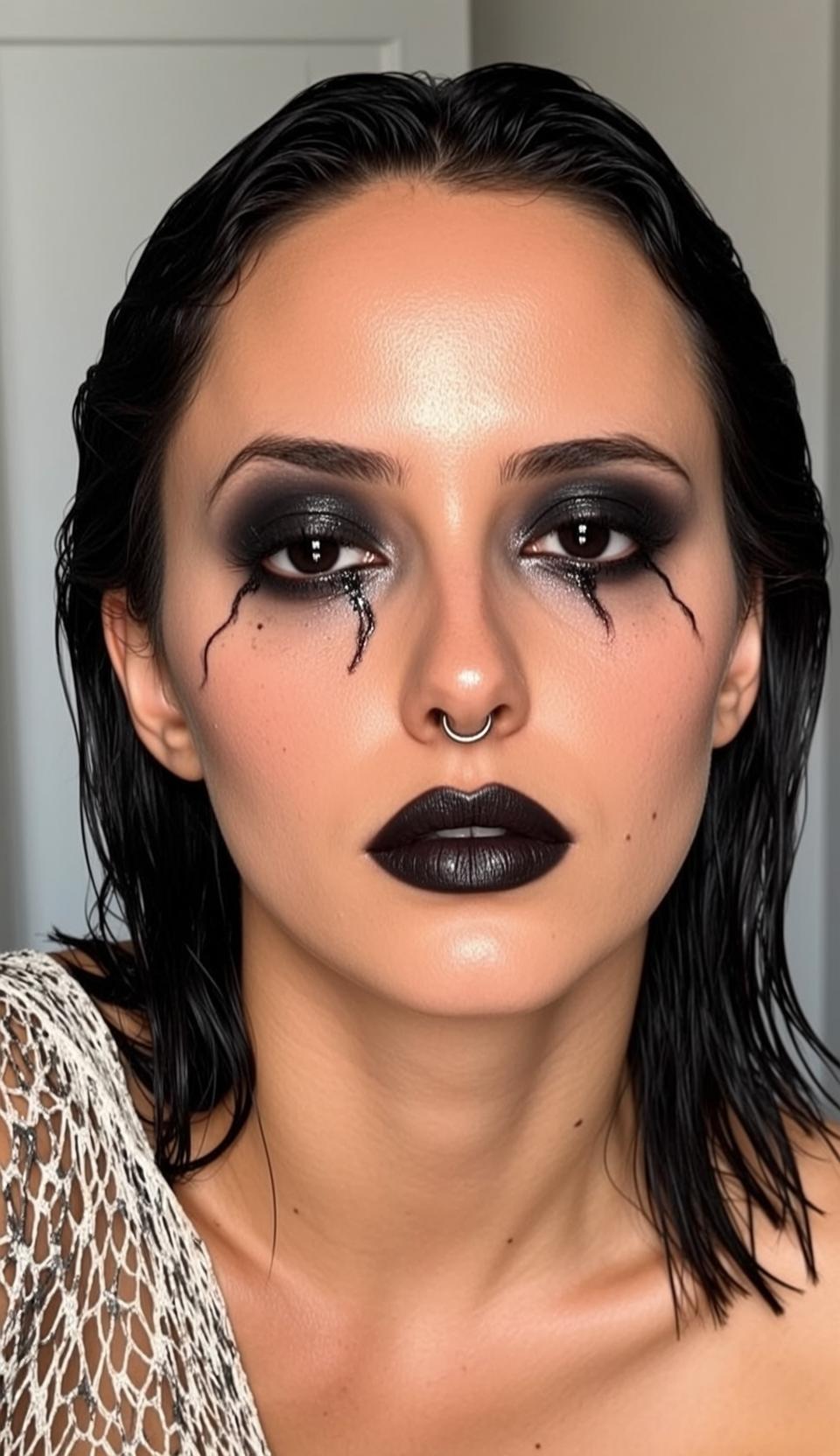 Halloween Makeup Young Wet Black Hair Tan