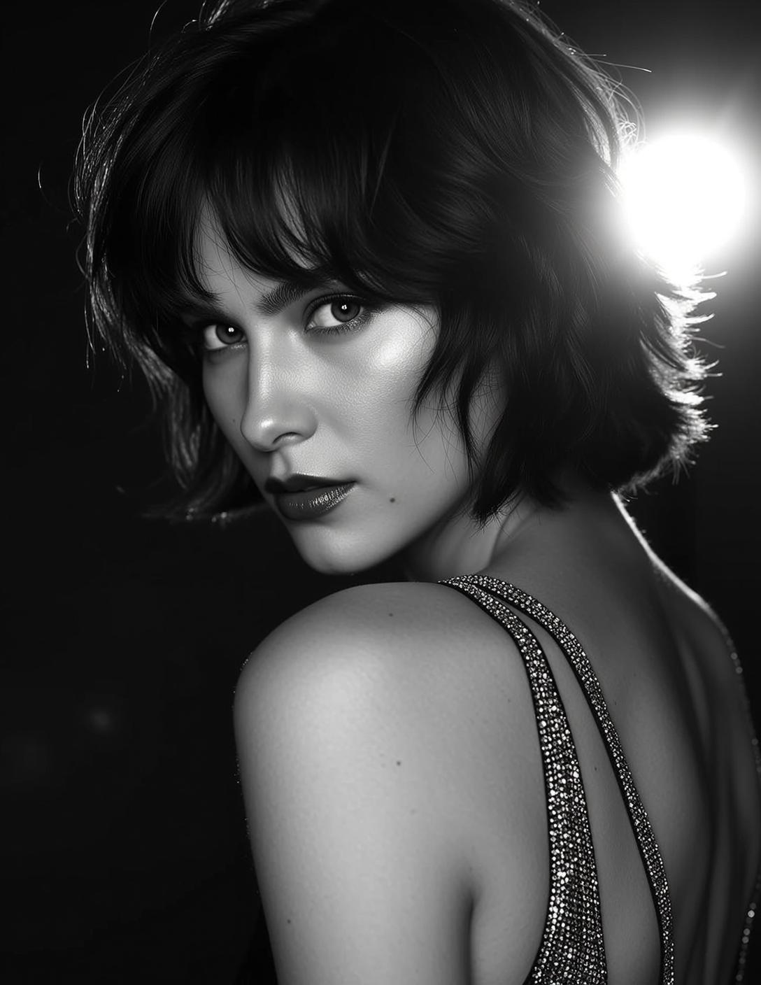 Medium Shot Portrait Orientation Captures Woman With Dark Voluminous Layered