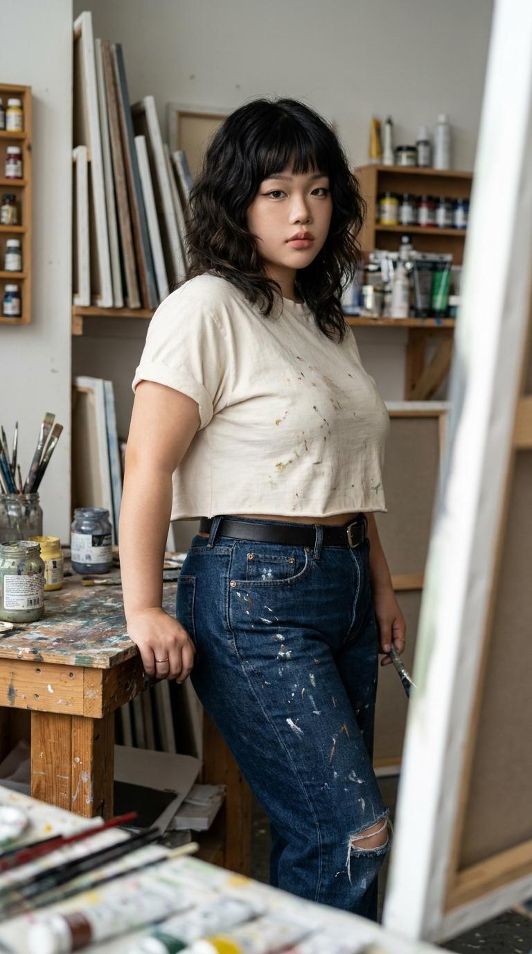 Painter Studio With Stacked Canvases