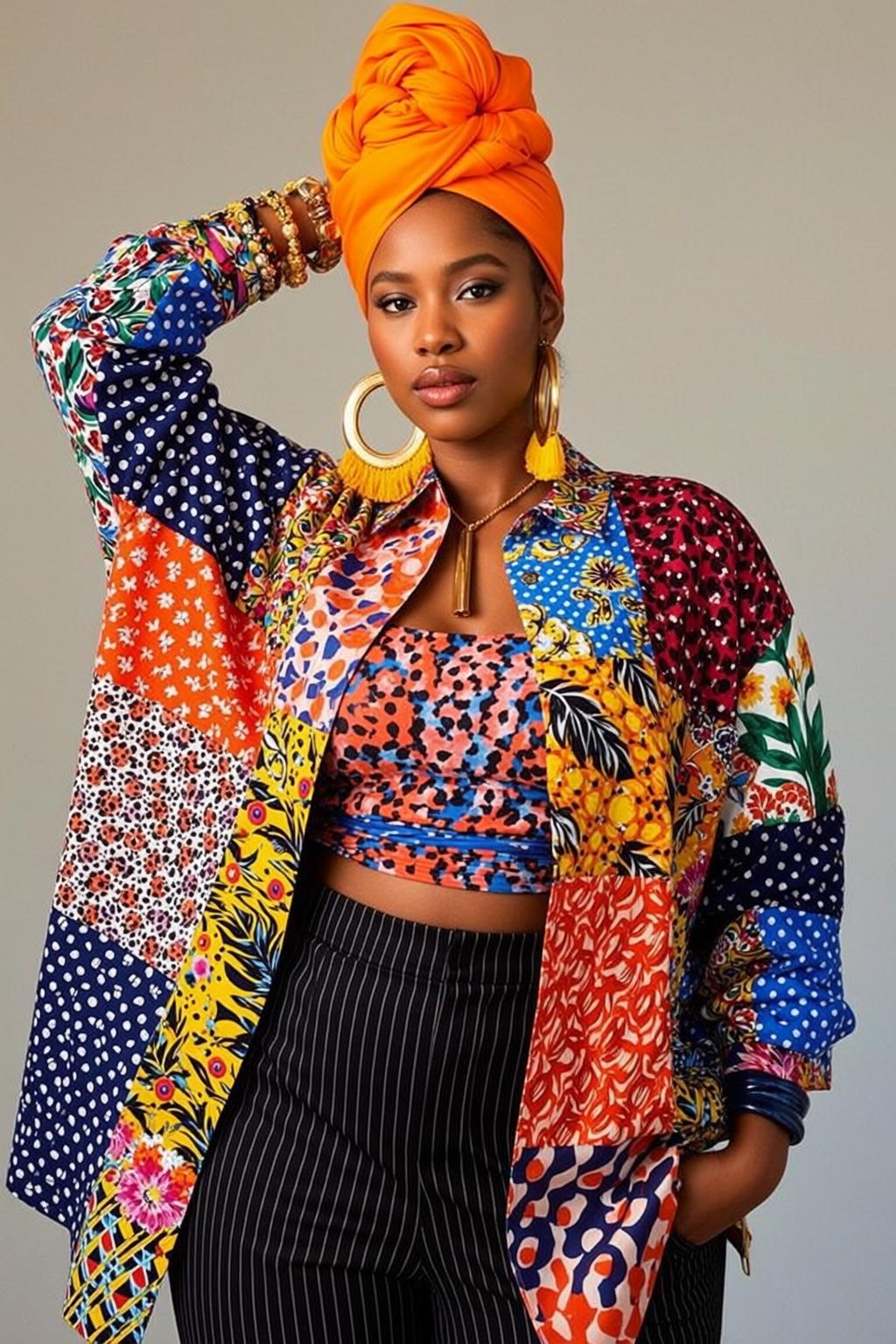 Fashion Week Young Black Medium Brown Colorful