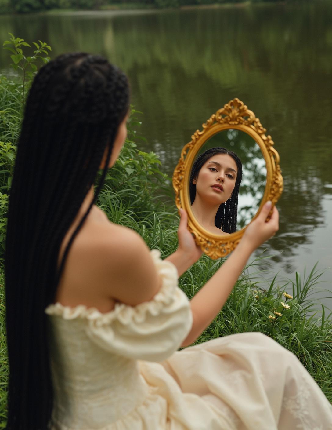 Explore Seated Outdoors Holding Vintage Ornate Gold-framed
