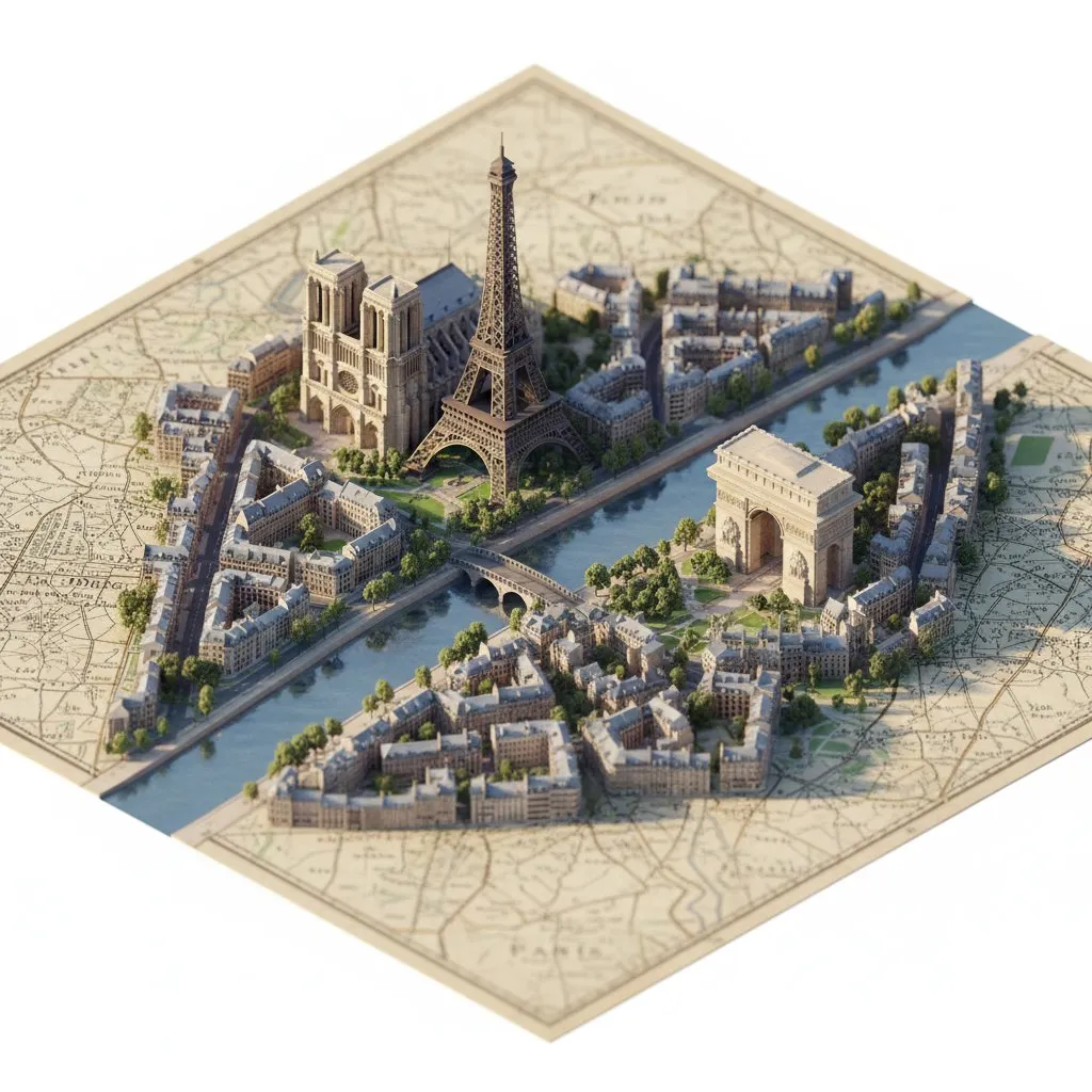 Realistic Miniature Isometric City Map Paper