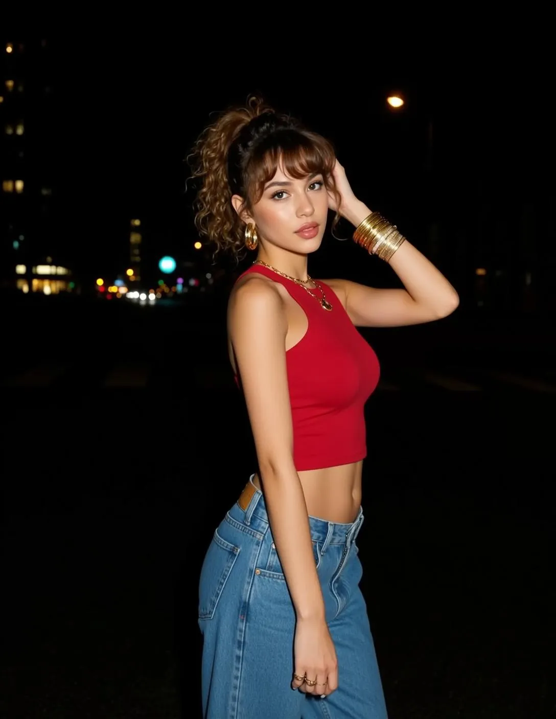 Earrings Necklace Bracelets And Rings In Crop Top Portrait