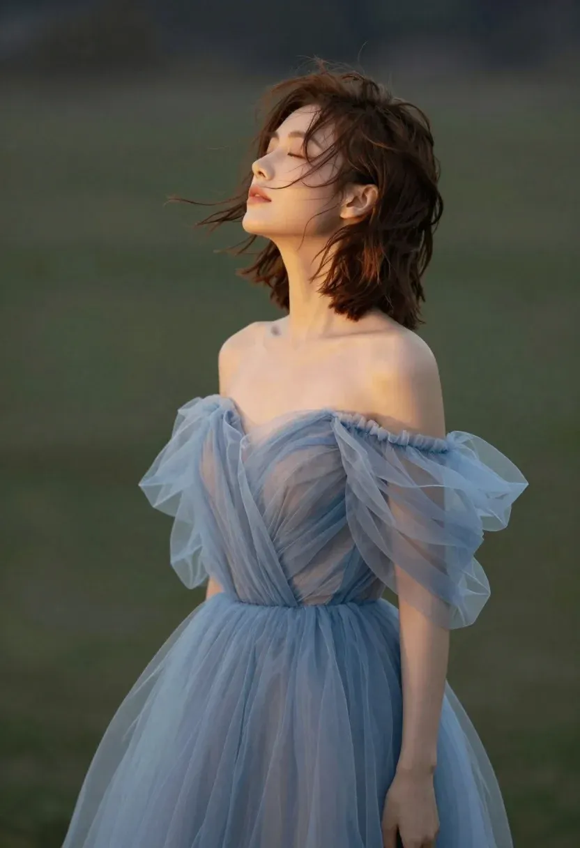 Woman With Short Brown Hair Stands Profile With Her Eyes