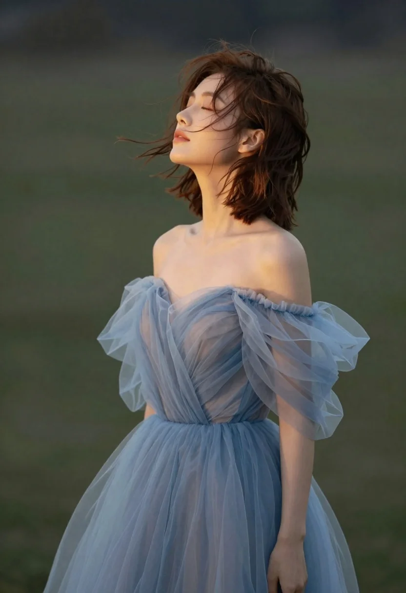 Woman With Short Brown Hair Stands Profile With Her Eyes