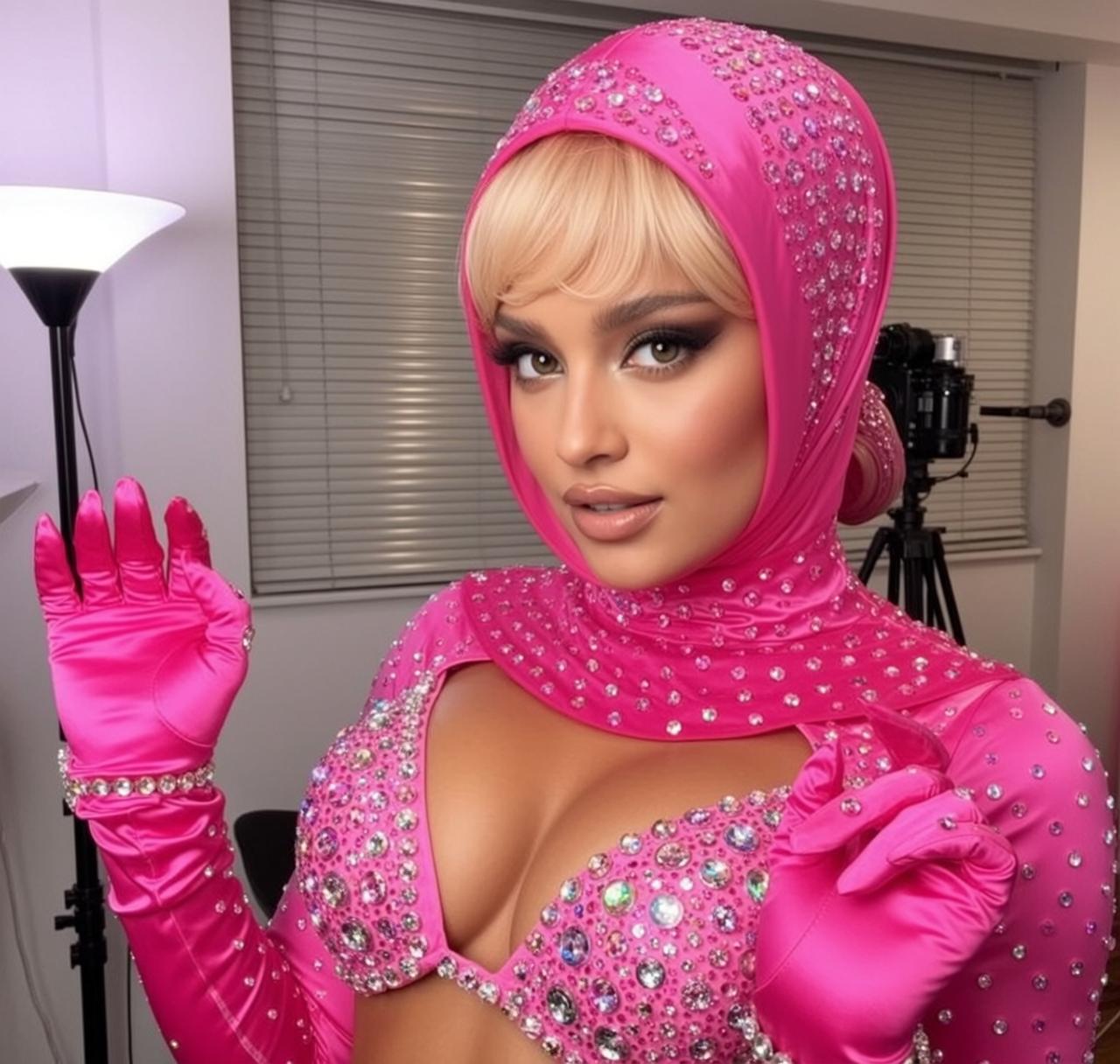 Pink Cutout Top Glam Pose