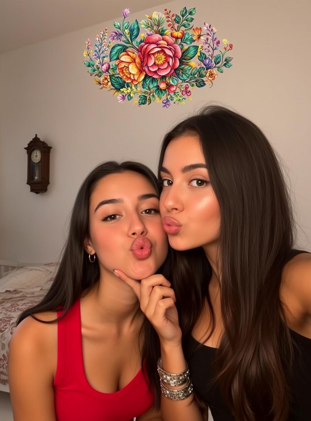 Red And Black Kiss Selfie