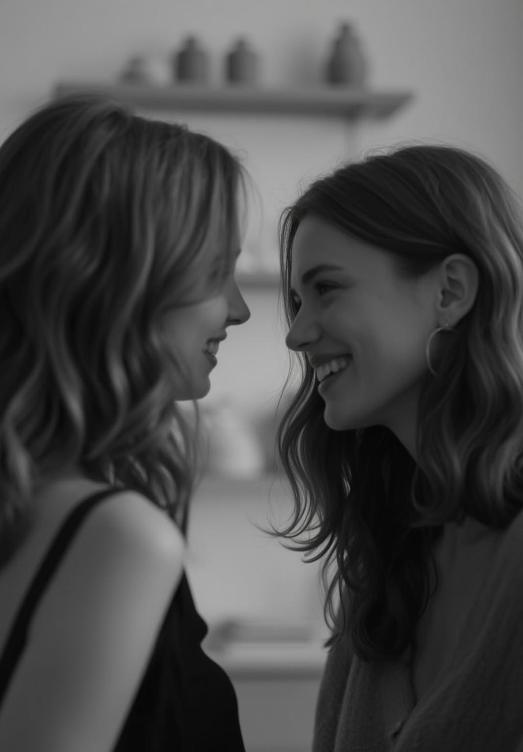 Explore Two Women Are Positioned Profile Facing