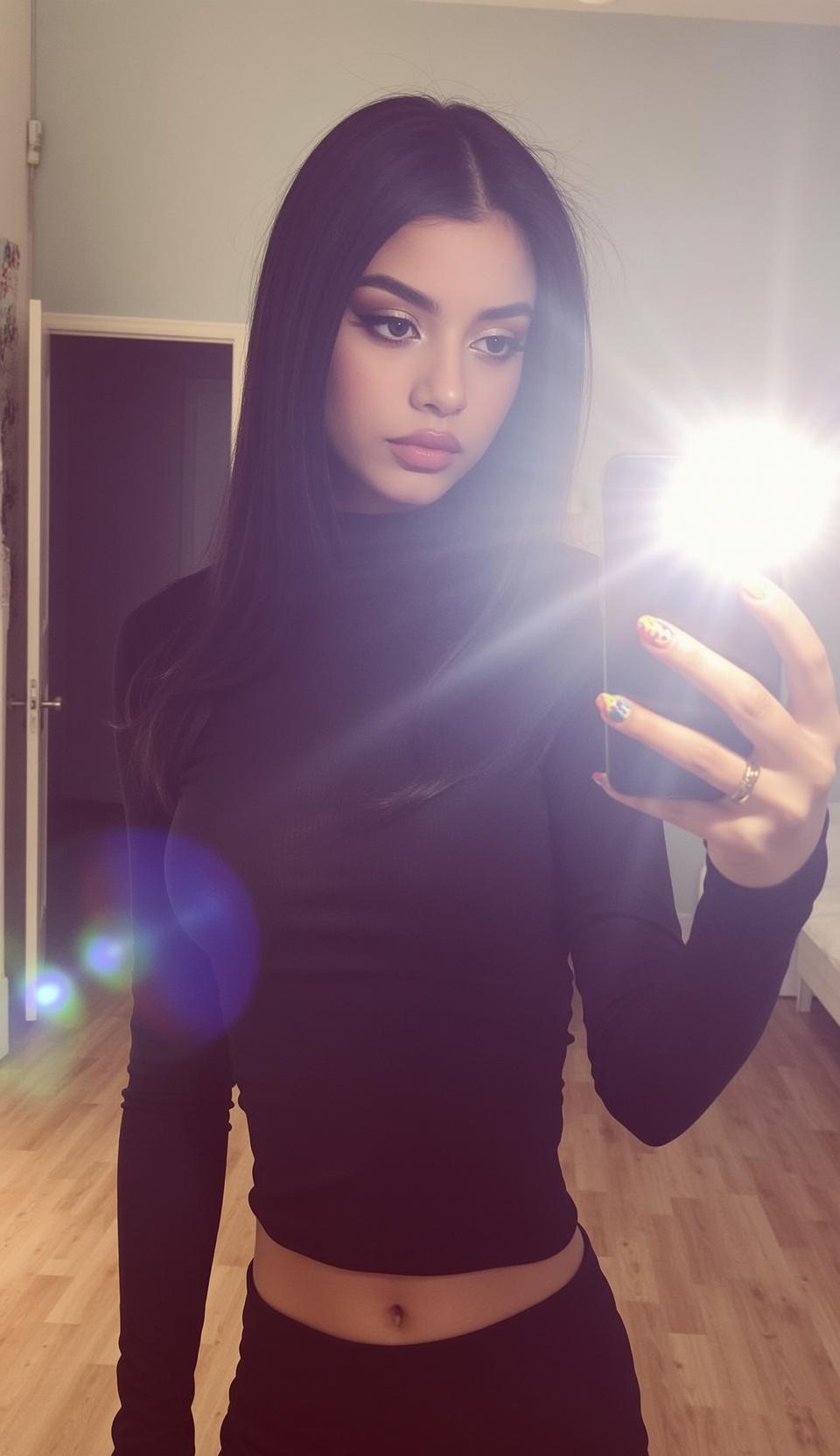 Holding Smartphone Her Right Hand Taking 6