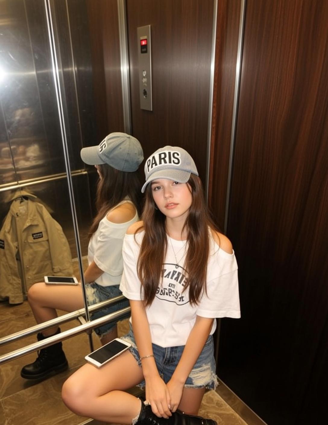 Paris Tee Floor Selfie