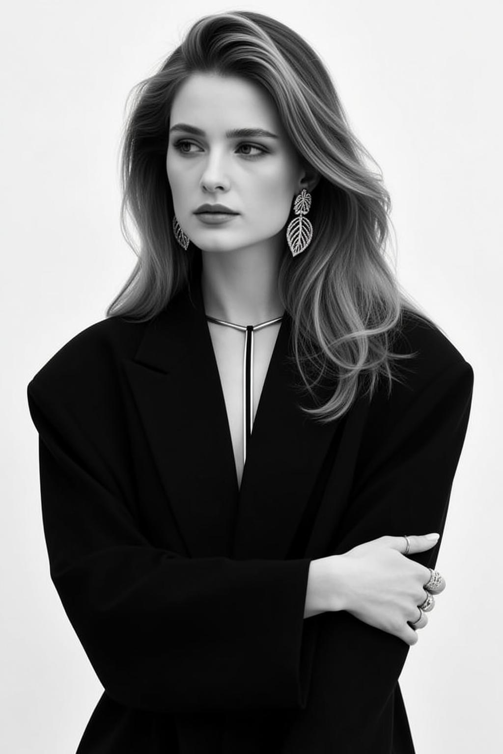 Black Blazer Silver Choker Portrait