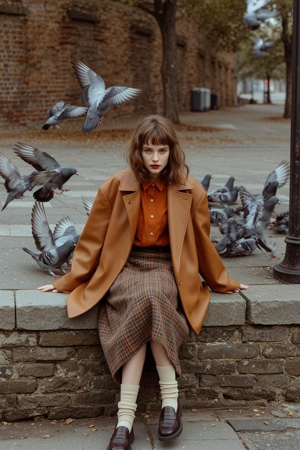 Autumn Young Wavy Brown Hair Bangs Fair