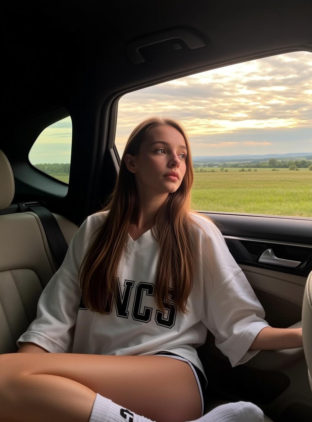 Woman In Car Looking Out Window Ncs Sweatshirt