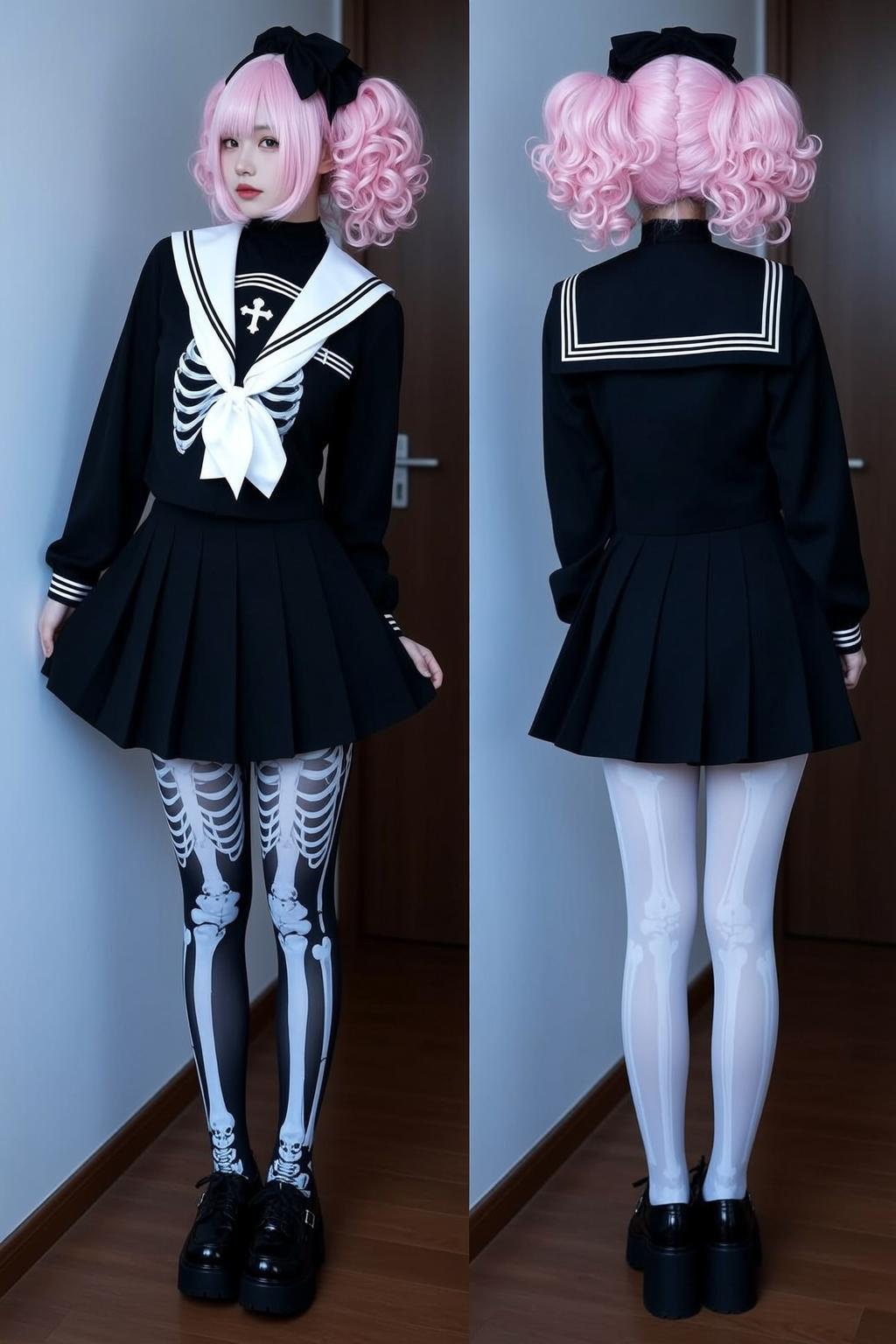 Sailor Skirt Skeleton Tights Portrait