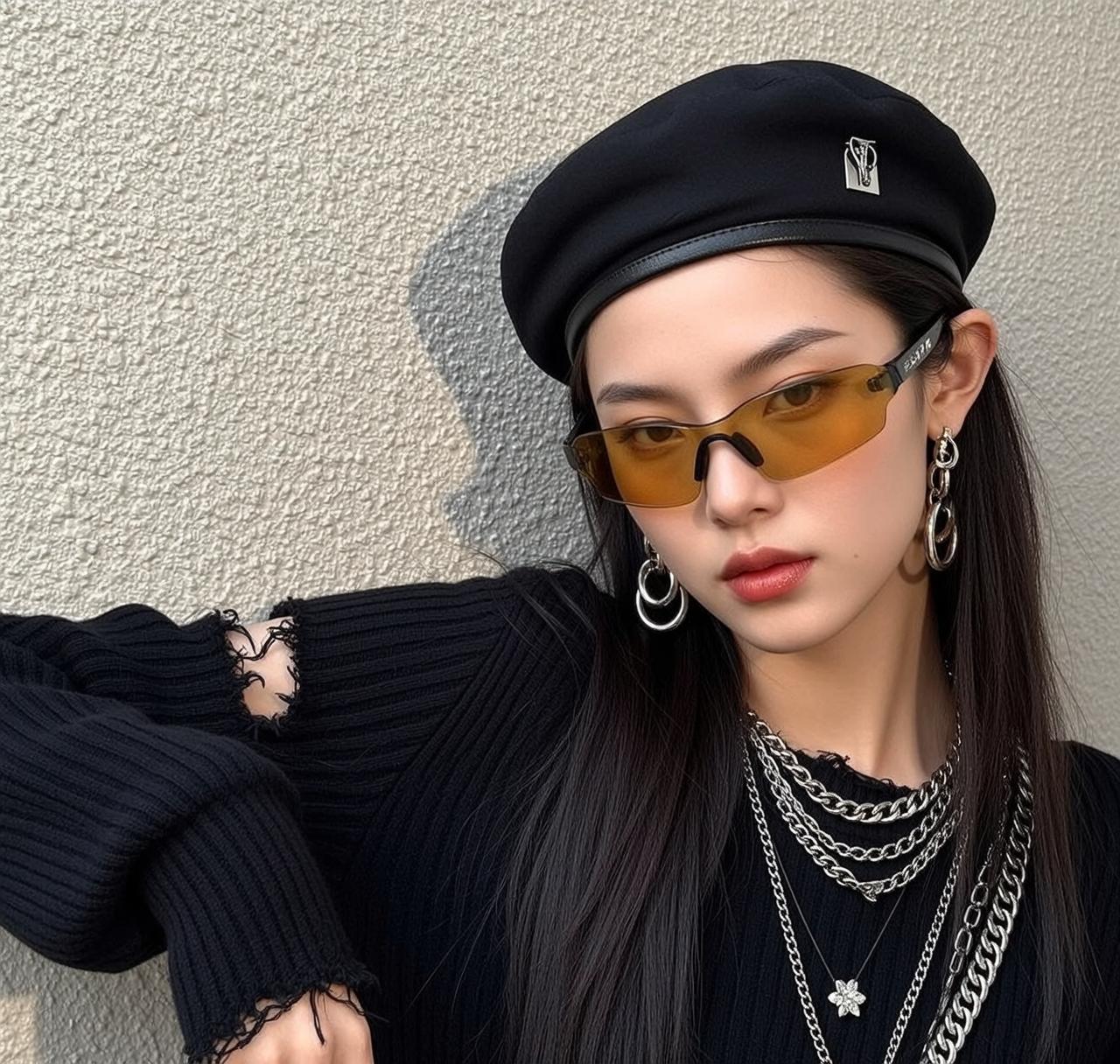 Distressed Sweater Sunglasses Portrait