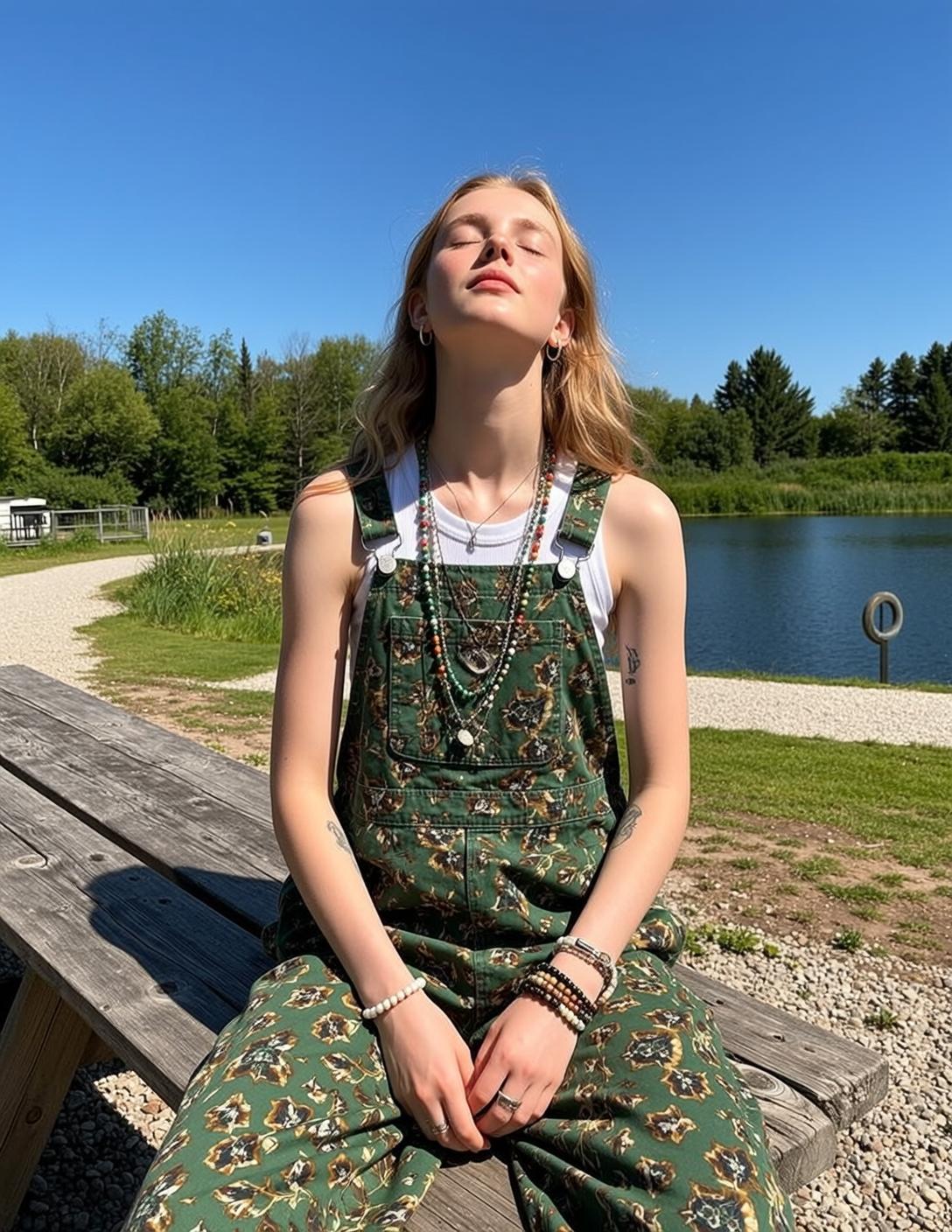 Green Overalls Studio Portrait
