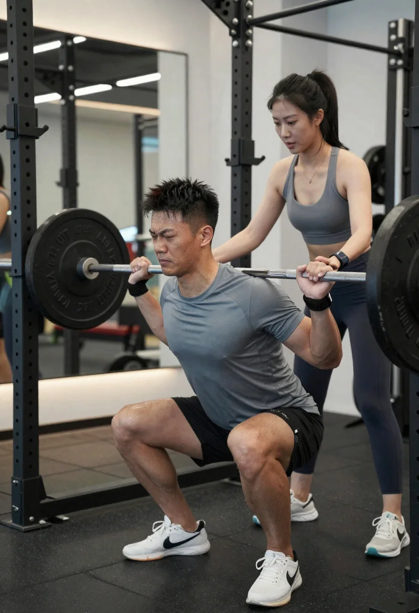 Personal Training Session Capturing Guidance Effort And Transformation Focused Gym reference photo