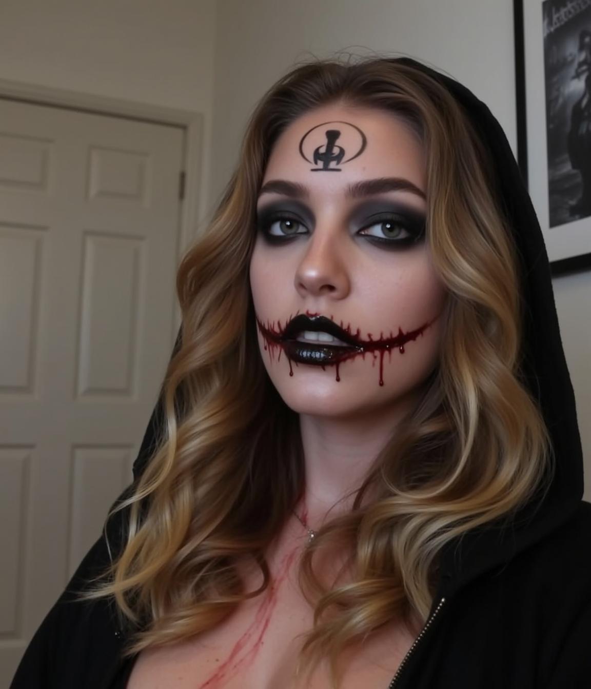 Halloween Makeup Young Creepy Wavy Blonde Hair