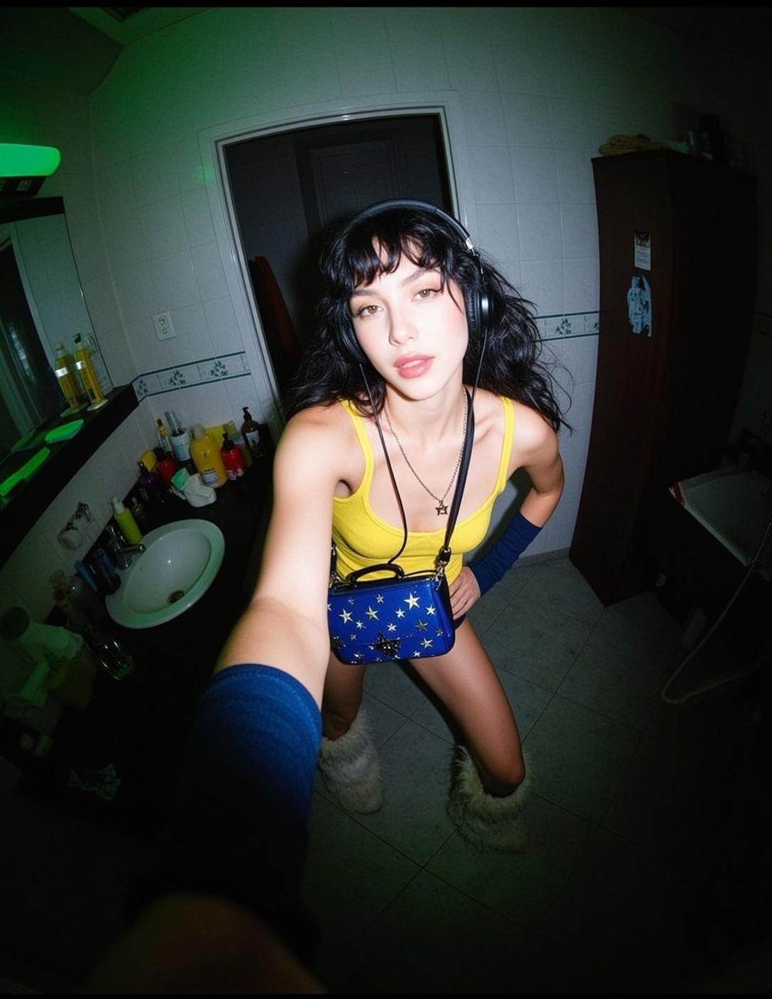 Fisheye Young Long Dark Wavy Bangs Fair