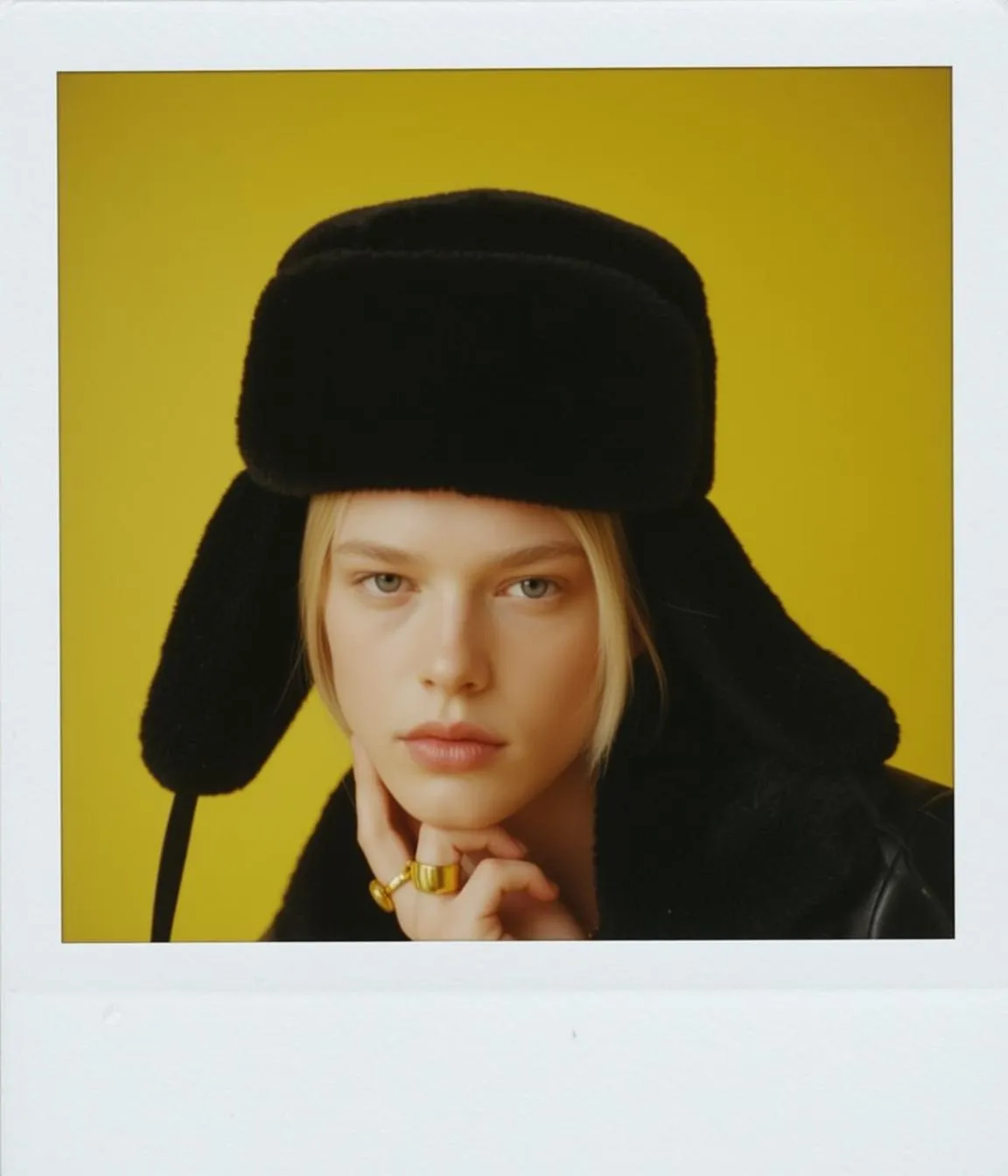 Black Trapper Hat Textured Jacket