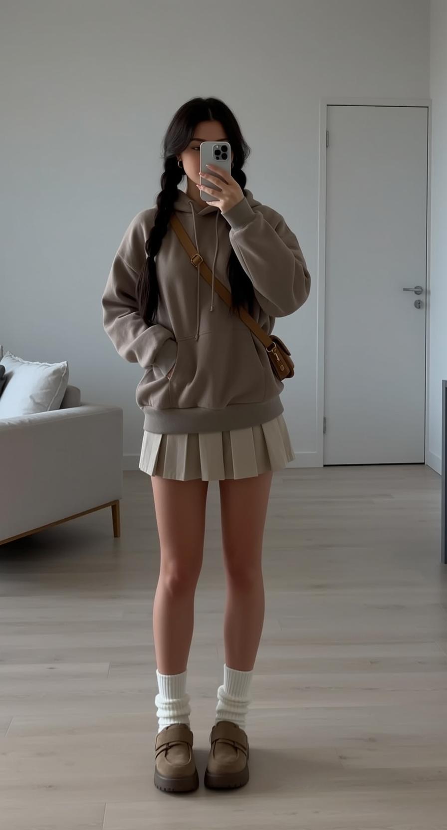 Acubi Stands Facing Forward Holding Smartphone Her
