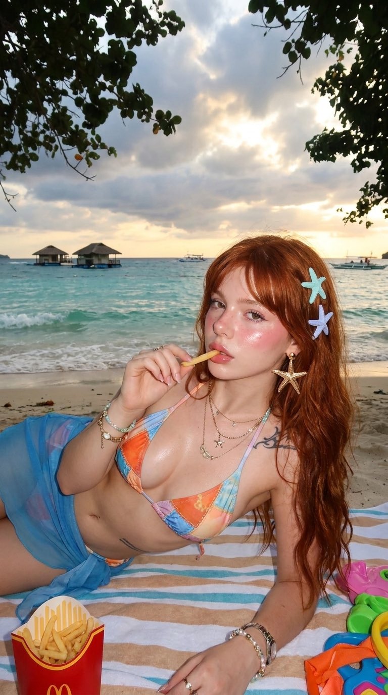 Beach Towel Starfish Bikini Ocean View Fry Up