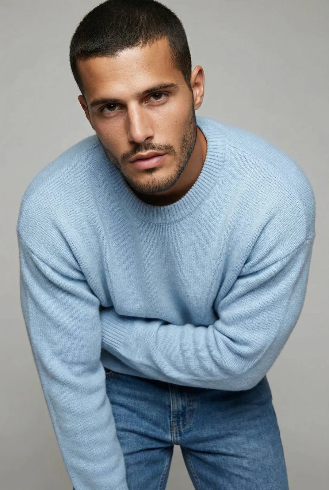 Young Man Pastel Sweater Denim Studio