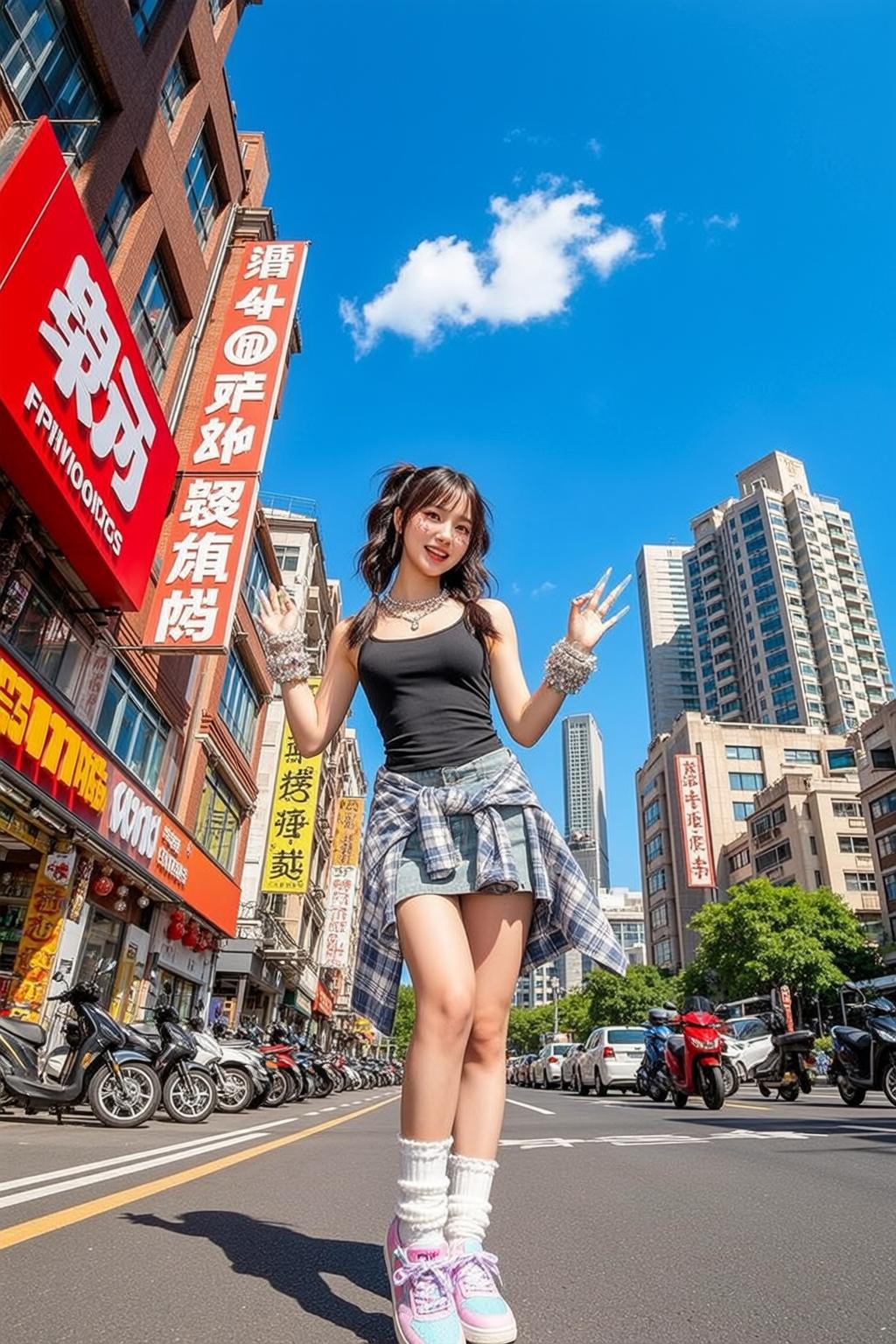 Fisheye Young Dark Brown Pigtails Fair Black